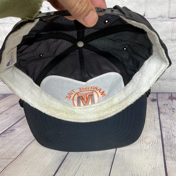 Vintage Trucker Hat Rope Cap Nylon Snapback Black Maritime Tire Embroidered Logo - Picture 7 of 10